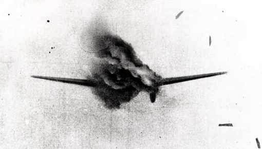 arms_air_fighter_form_1 A Luftwaffe Heinkel He-111 bomber shot down during the Battle of Britain.