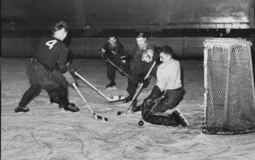 Canadians playing hockey